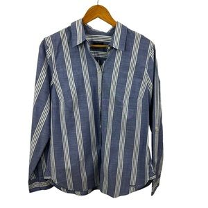 Talbots Women’s Long Sleeve Shirt Size 10 Striped Blue & White Classic Style
